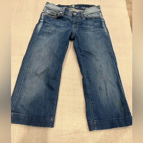 [W27]7 for All Mankind Crop Dojo Women's Low Rise Blue Jeans - Picture 1 of 10